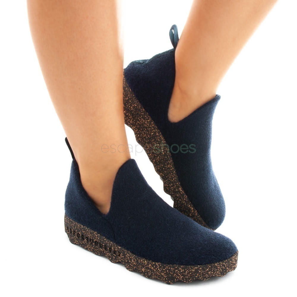 Asportuguesas City Felted Wool Slip On Shoes Navy
